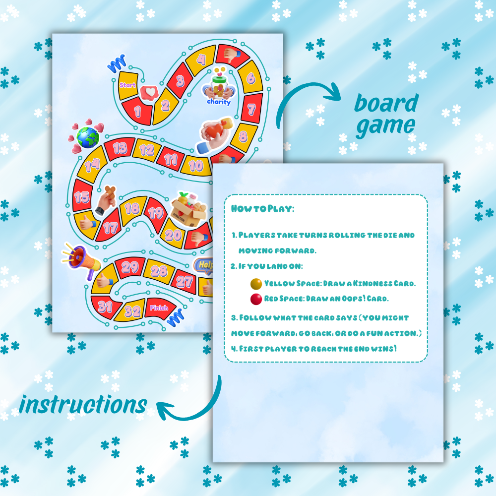 Kindness Board Game Printable | Fun Kindness & Empathy Game for Kids | SEL Activity with Kindness Cards | Instant Download PDF