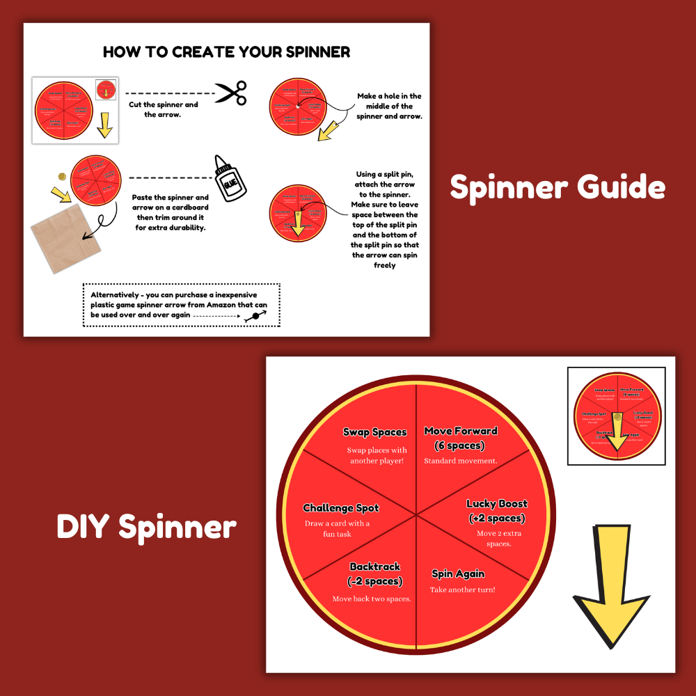 Spin the Arrow Board Game Printable | Fun Action Challenge Game for Kids | Party Spinner Game PDF | Instant Download Ages 6+