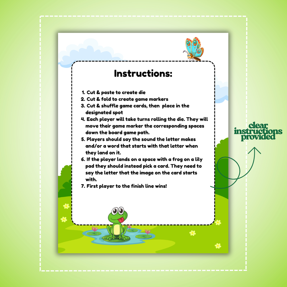 Beginning Letter Sounds Board Game Printable | Phonics Game for Kids | Alphabet Letter Recognition Activity