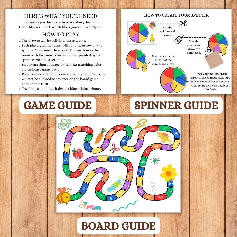 Color Match Spinner Board Game Printable | Color Recognition Game for Kids | Preschool Kindergarten Homeschool Printable | Instant Download
