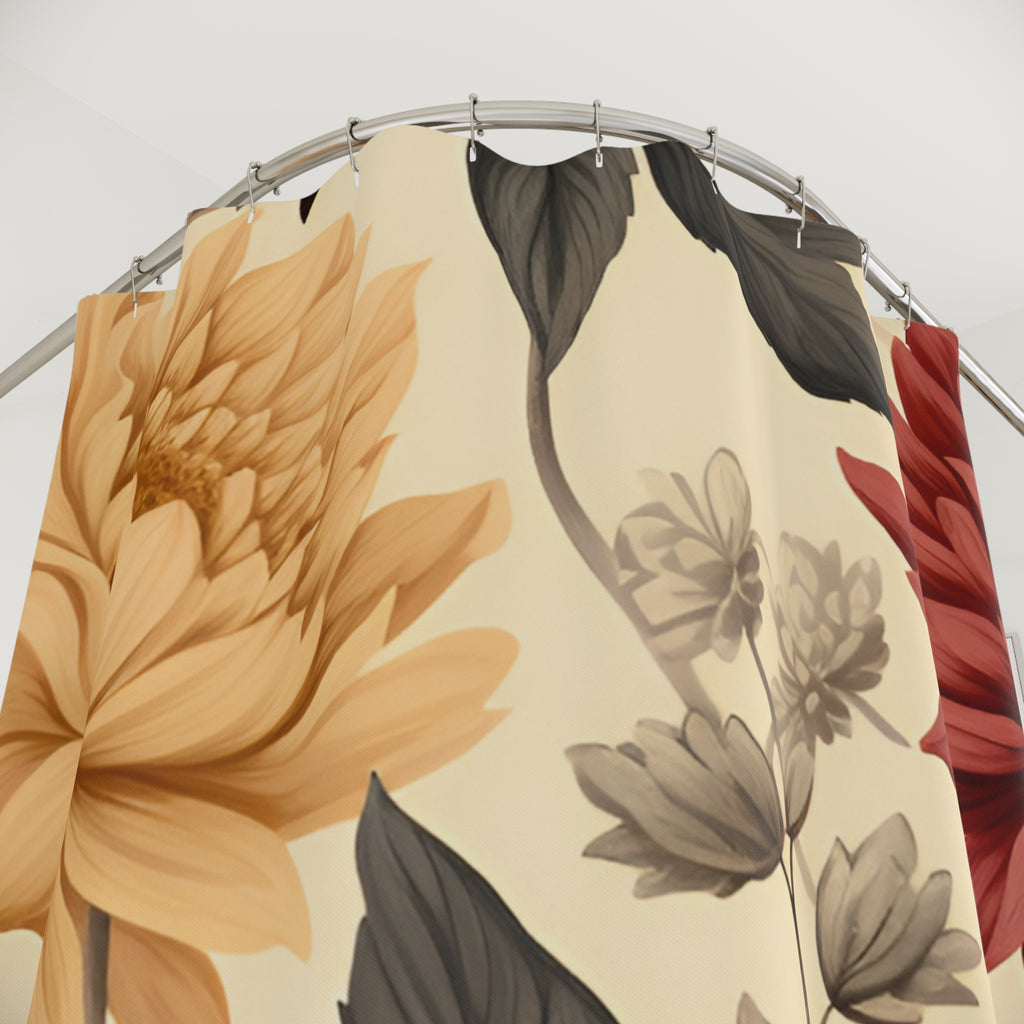 Vintage Chrysanthemum Floral Shower Curtain