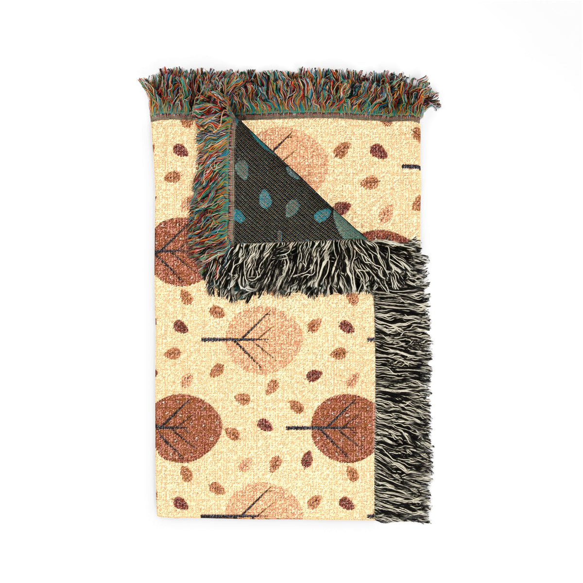 Autumn Forest Scene Woven Blanket | Fall Tree Landscape Throw