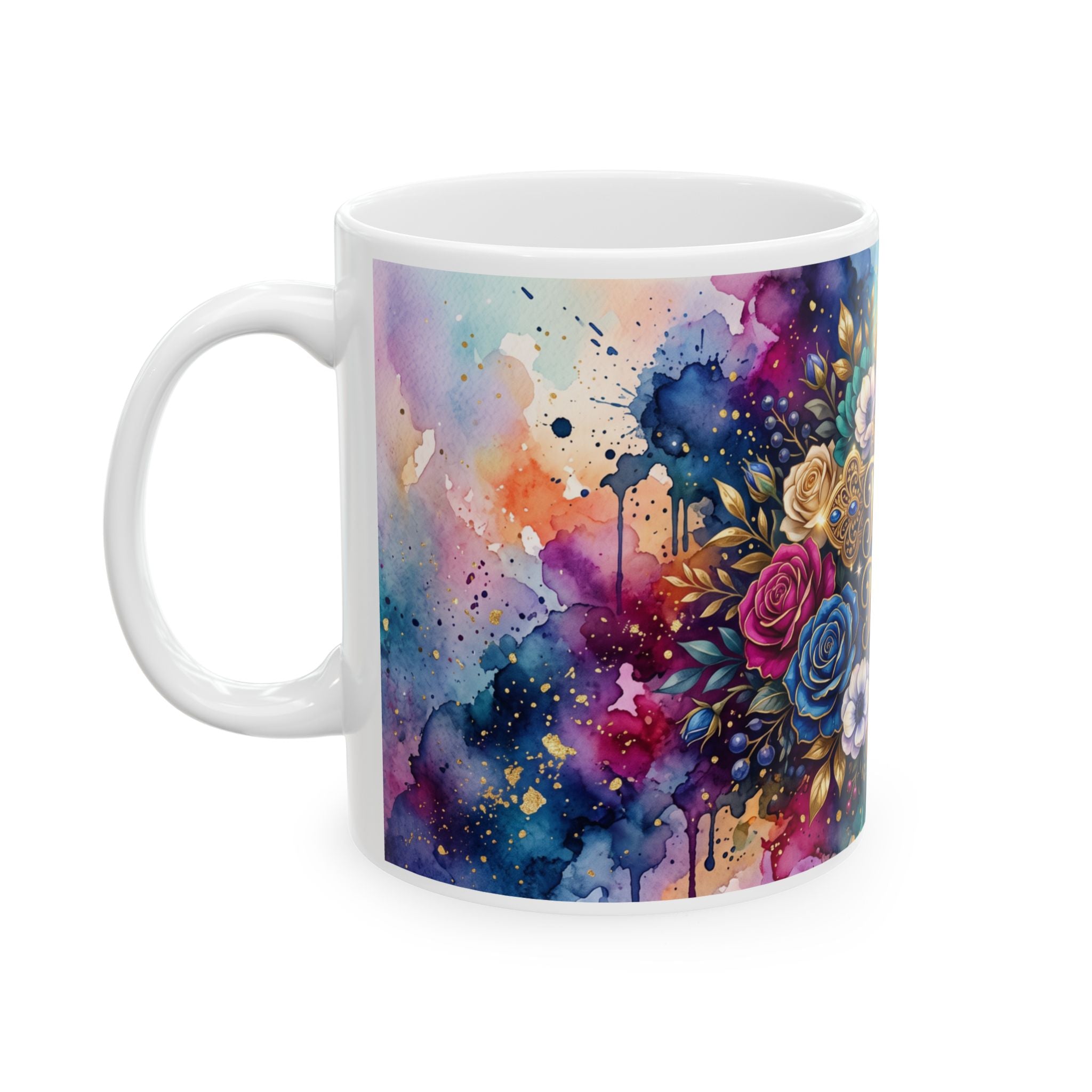 Faith Over Fear cross floral design Mug | Christian inspirational ceramic mug