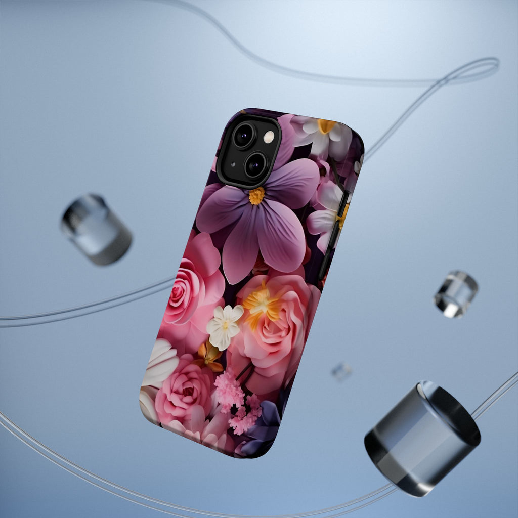 Pink Floral Phone Case | iPhone Magnetic Impact-Resistant Case