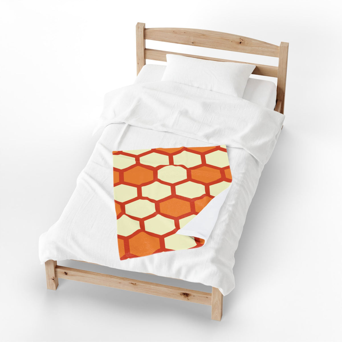 Retro Honeycomb Pattern Velveteen Plush Blanket | Orange Geometric Throw