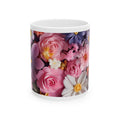 Floral Bouquet Ceramic Mug — Pink Roses & Daisies Coffee Cup (11oz, 15oz)