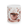 Coffee and Therapist Mug | Ceramic Coffee Cup, Rose Gold Autumn Design