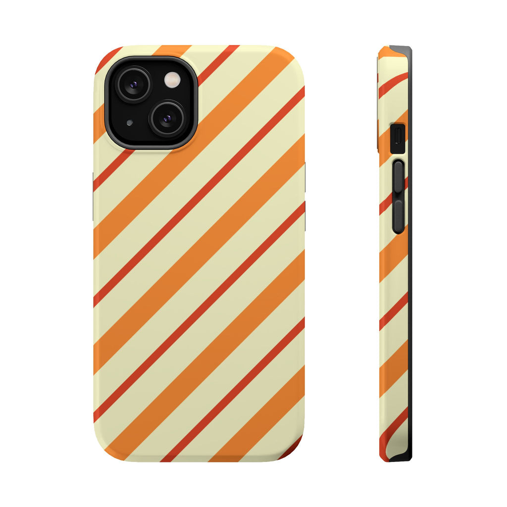 Retro Orange Diagonal Stripes Phone Case | Magnetic Impact-Resistant Case