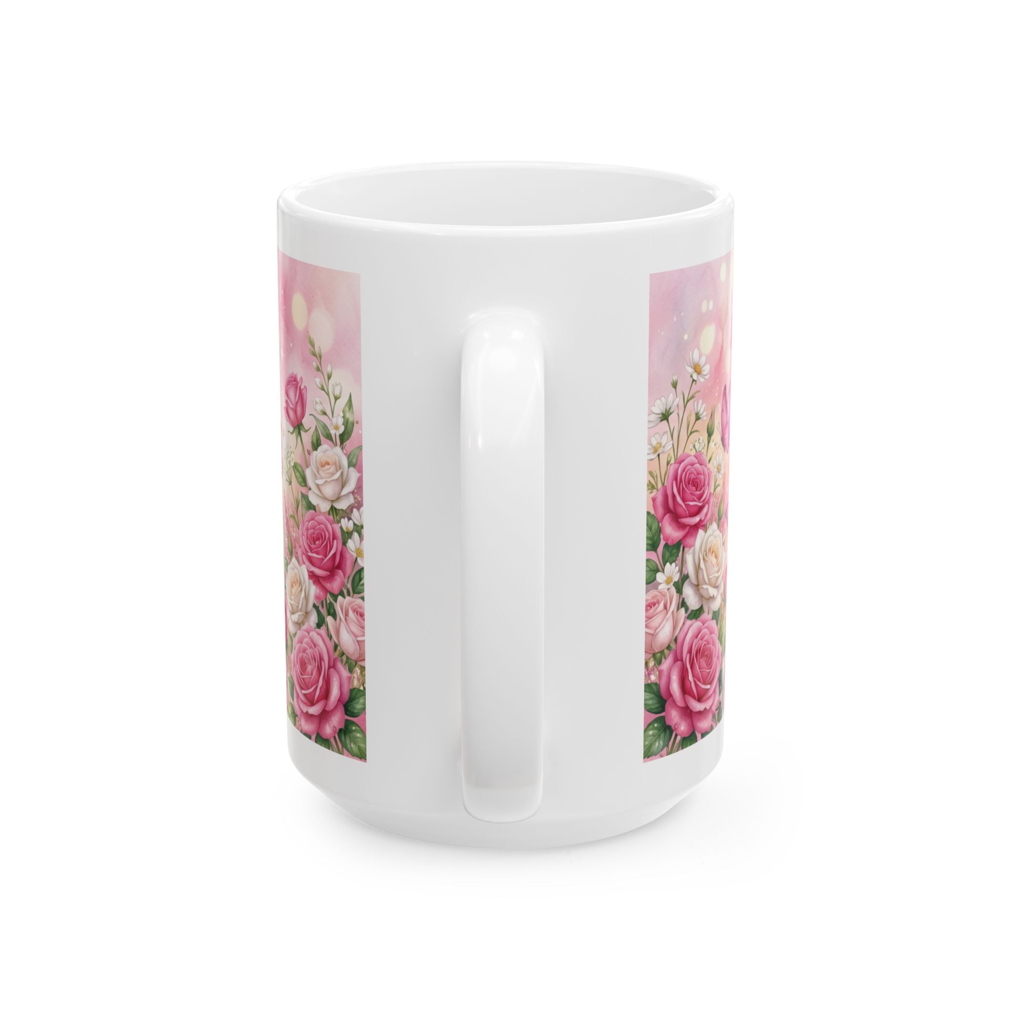 Faith Over Fear cross ribbon floral mug | Ceramic Coffee Mug