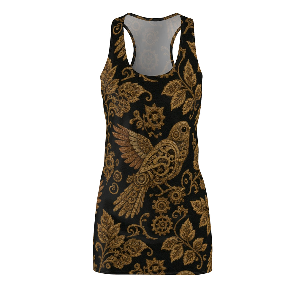 Golden Ornate Bird Racerback Dress | Floral Paisley Pattern