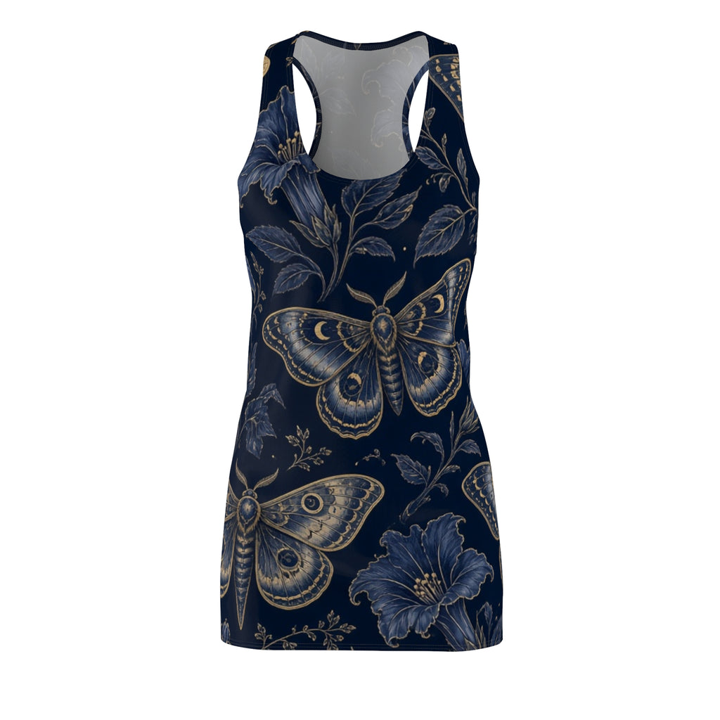 Vintage Moth Floral Racerback Dress | Navy Botanical Allover Print