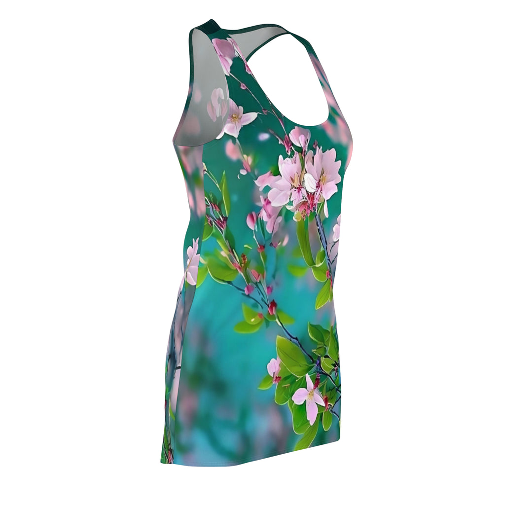 Cherry Blossom Floral Racerback Dress | All-Over Print Spring Flowers
