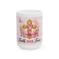 Faith Over Fear cross ribbon floral mug | ceramic coffee cup