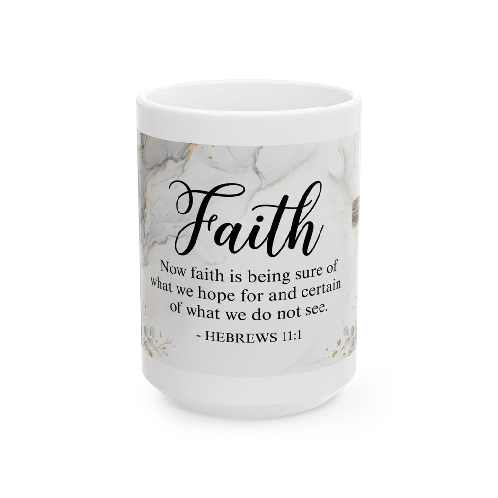 Faith Hebrews 11:1 Scripture Mug | Floral Marble Ceramic Mug