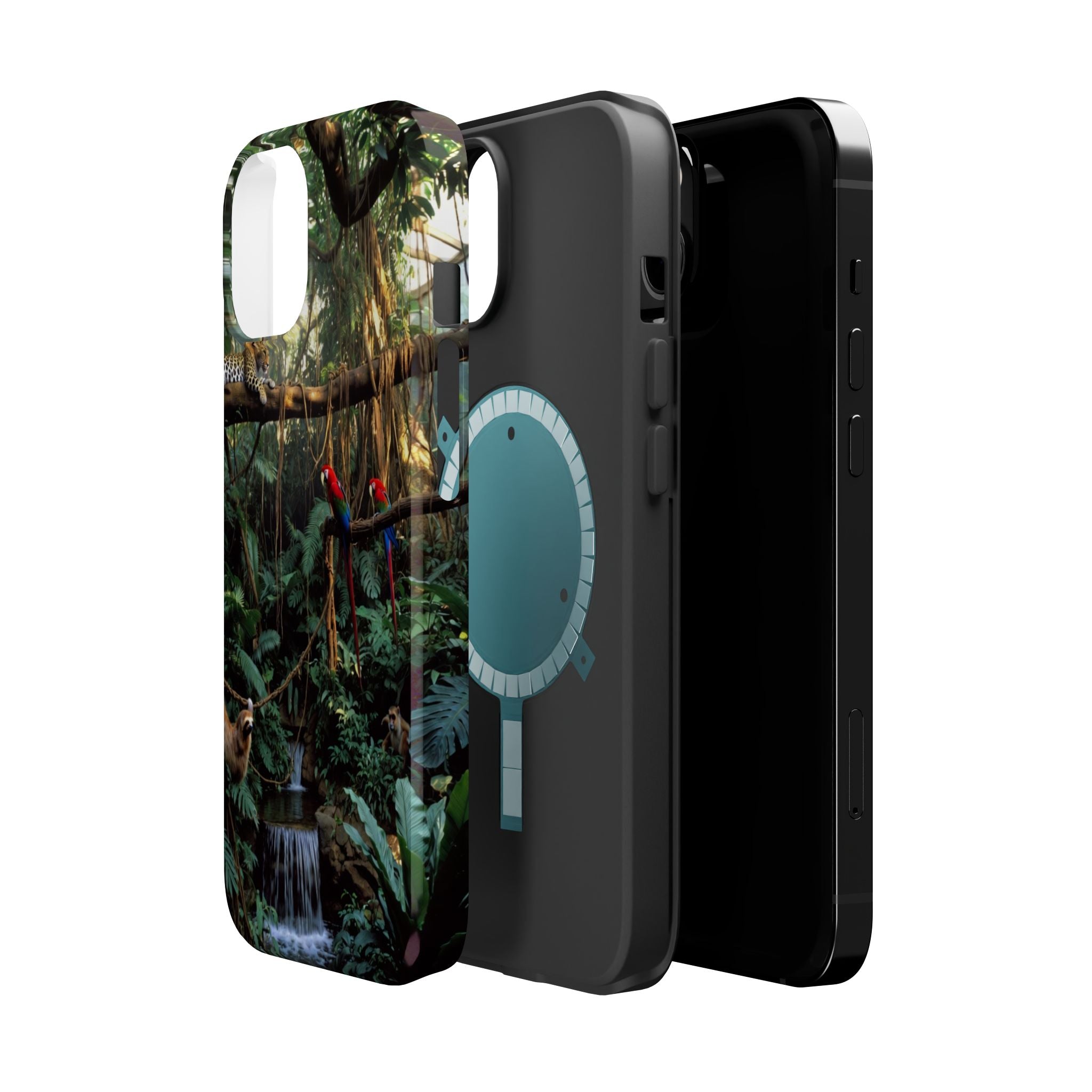 Jungle Waterfall Parrots Phone Case | Tropical Rainforest Nature