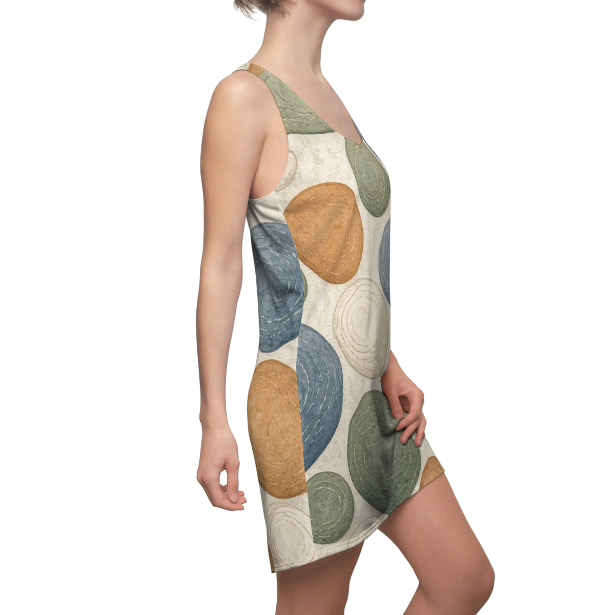 Abstract Swirl Polka Dot Racerback Dress | All-Over Print