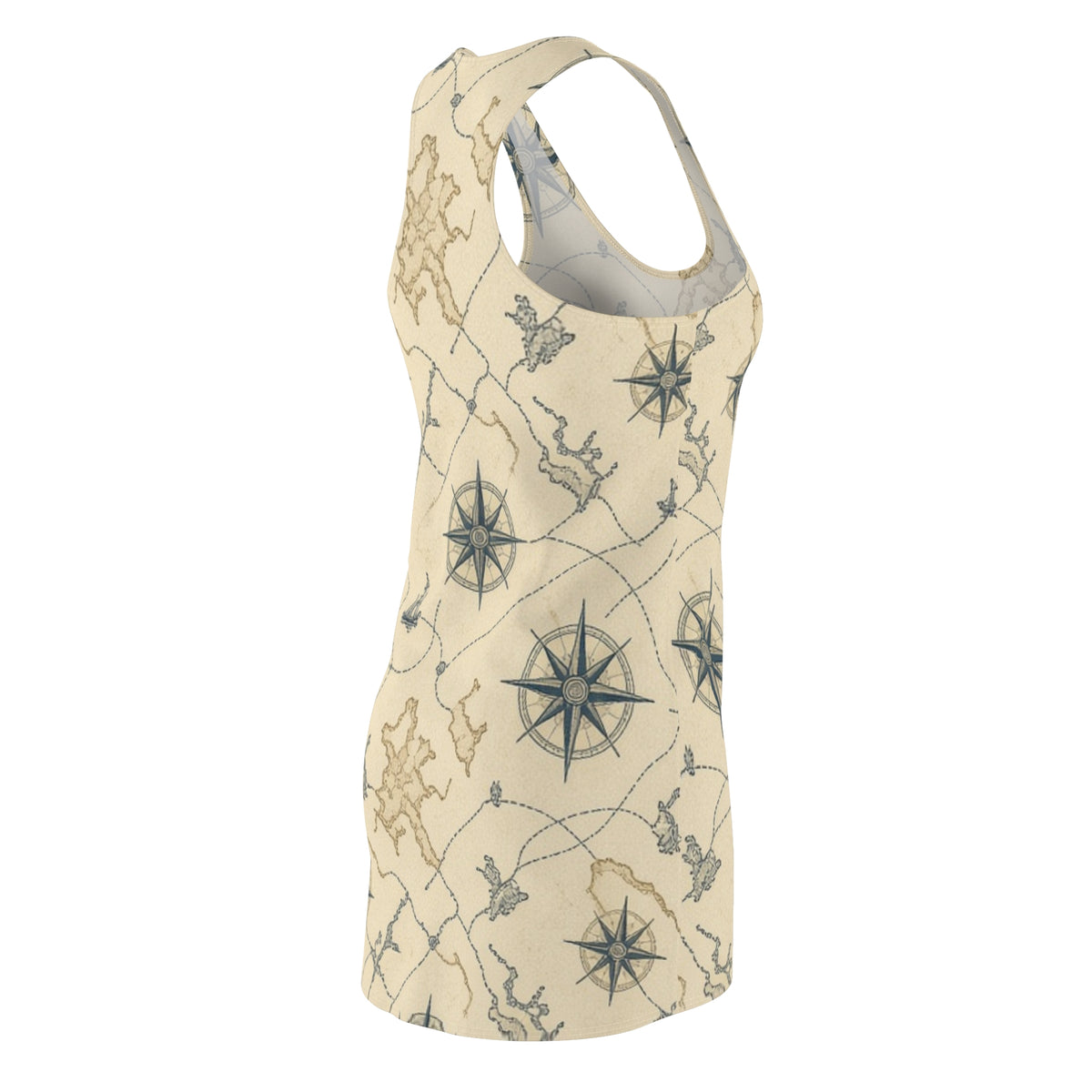 Vintage Treasure Map Racerback Dress | Nautical Compass Pattern