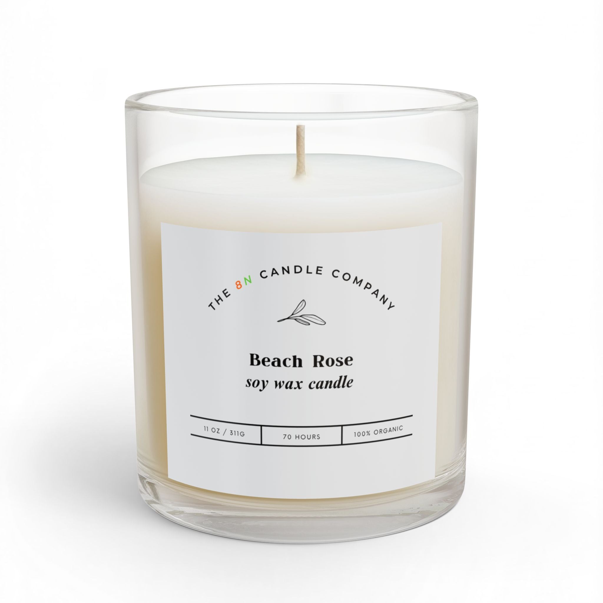 Beach Rose Glass Candle | 11oz Soy Wax Candle
