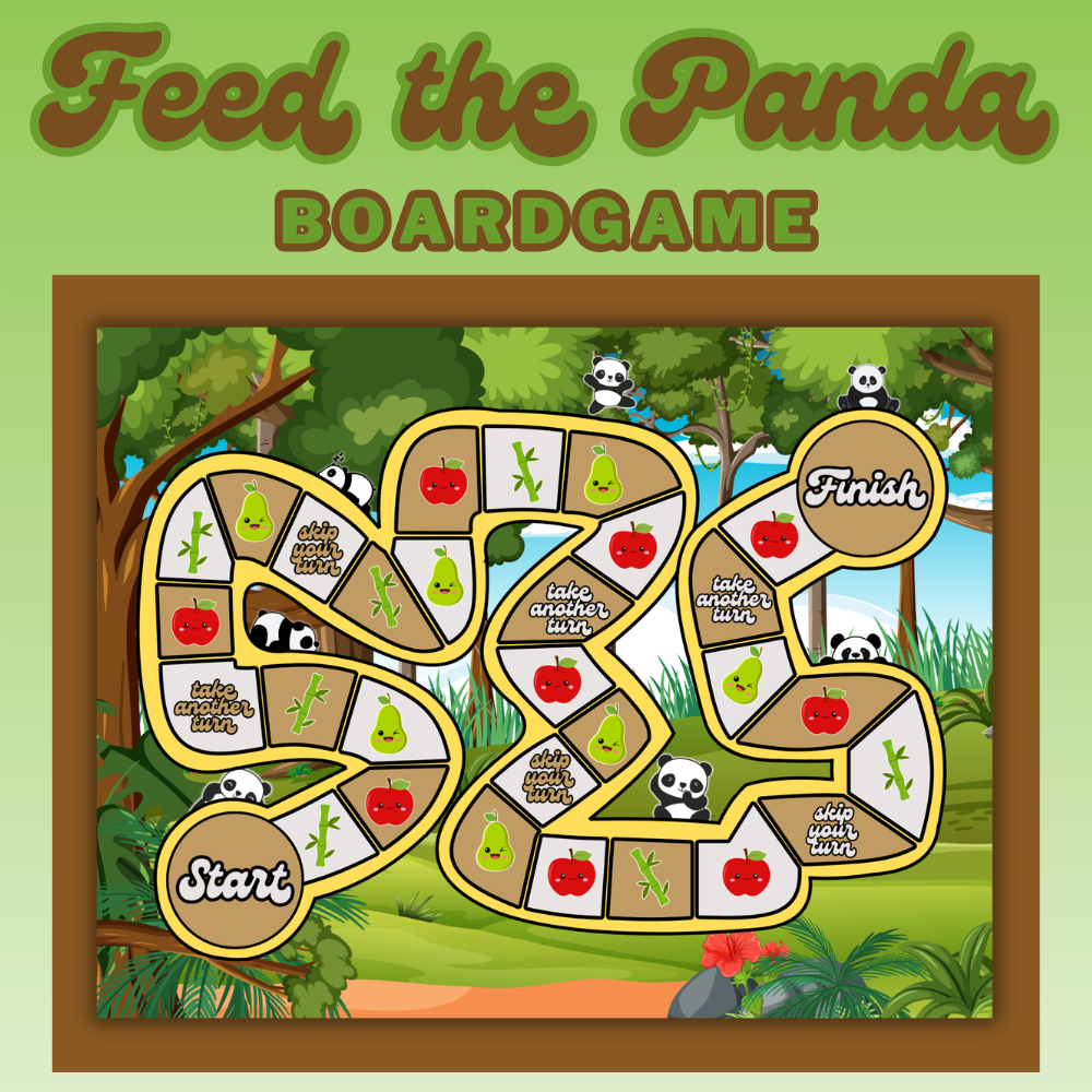 Feed the Panda Printable Board Game | Kids Panda Dice Game PDF | Fun Family Fruit & Bamboo Collecting Game | Instant Download for Ages 4+