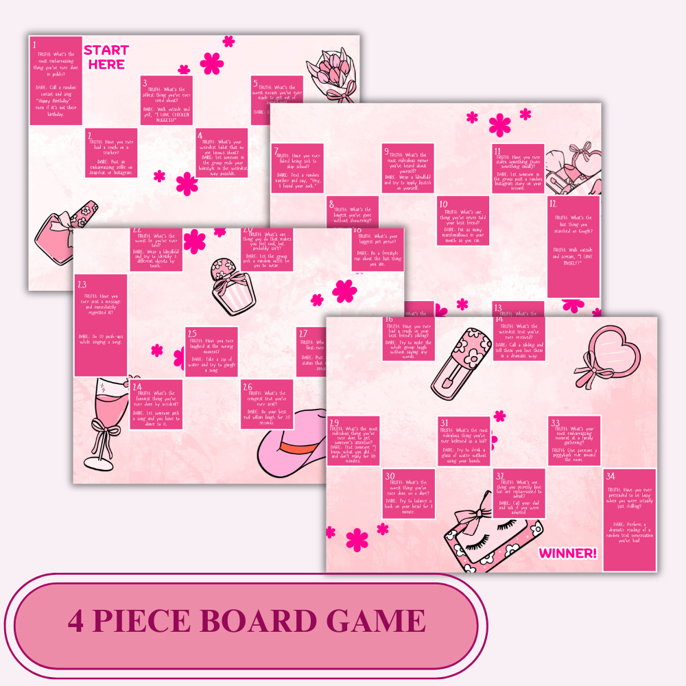 Truth or Dare Teen Girls Board Game Printable | Fun Girls Night Party Game | Truth or Dare Challenges PDF | Instant Download Ages 10+