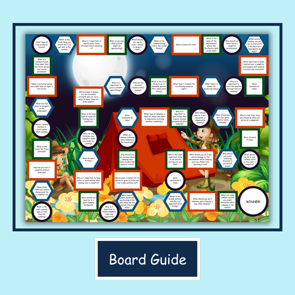 Camping Trip Board Game Printable | Educational Outdoor Adventure Game | Homeschool Nature Study Activity | Instant Download