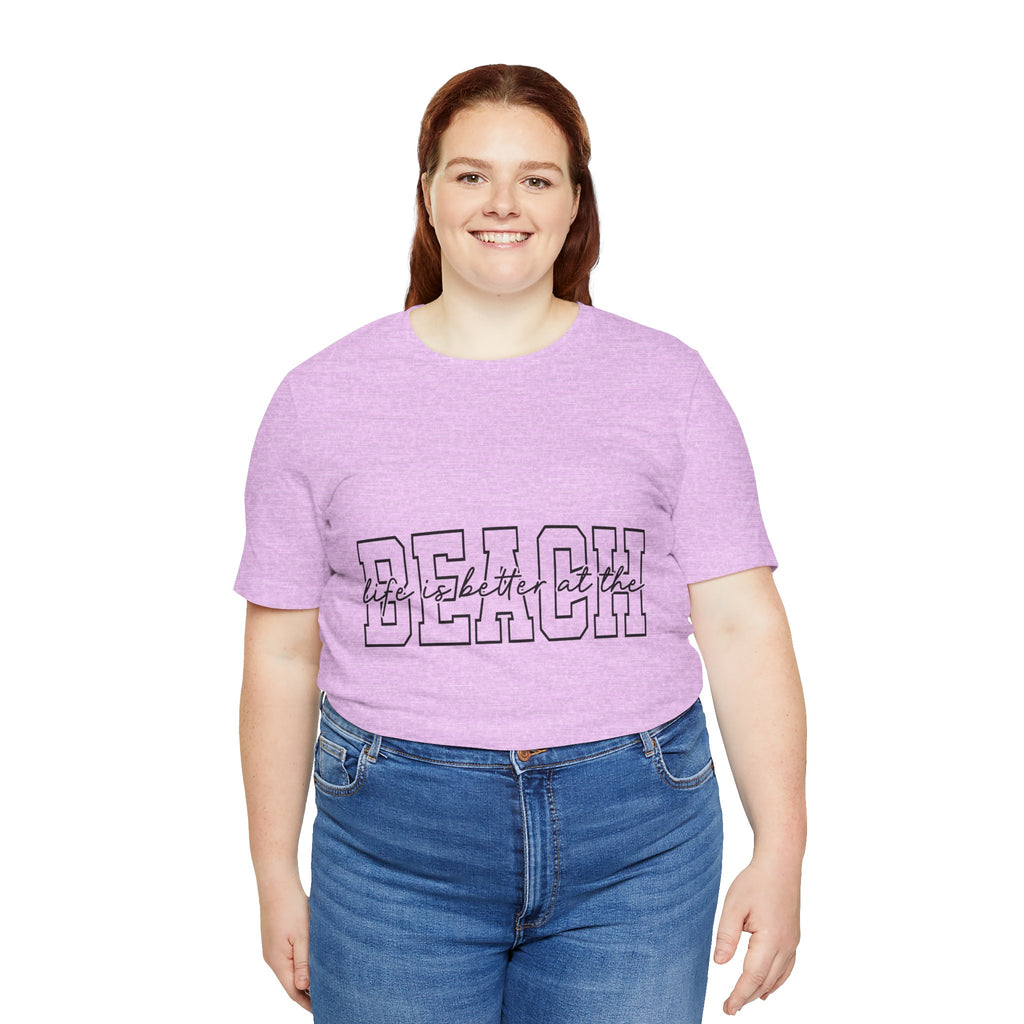 Beach outline text Tee | Retro collegiate script