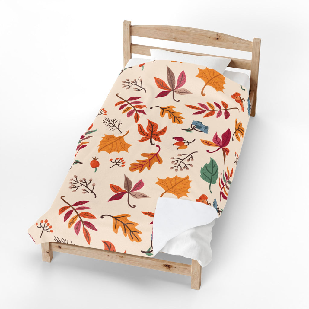 Autumn Leaves Pattern Velveteen Plush Blanket | Fall Leaves Throw