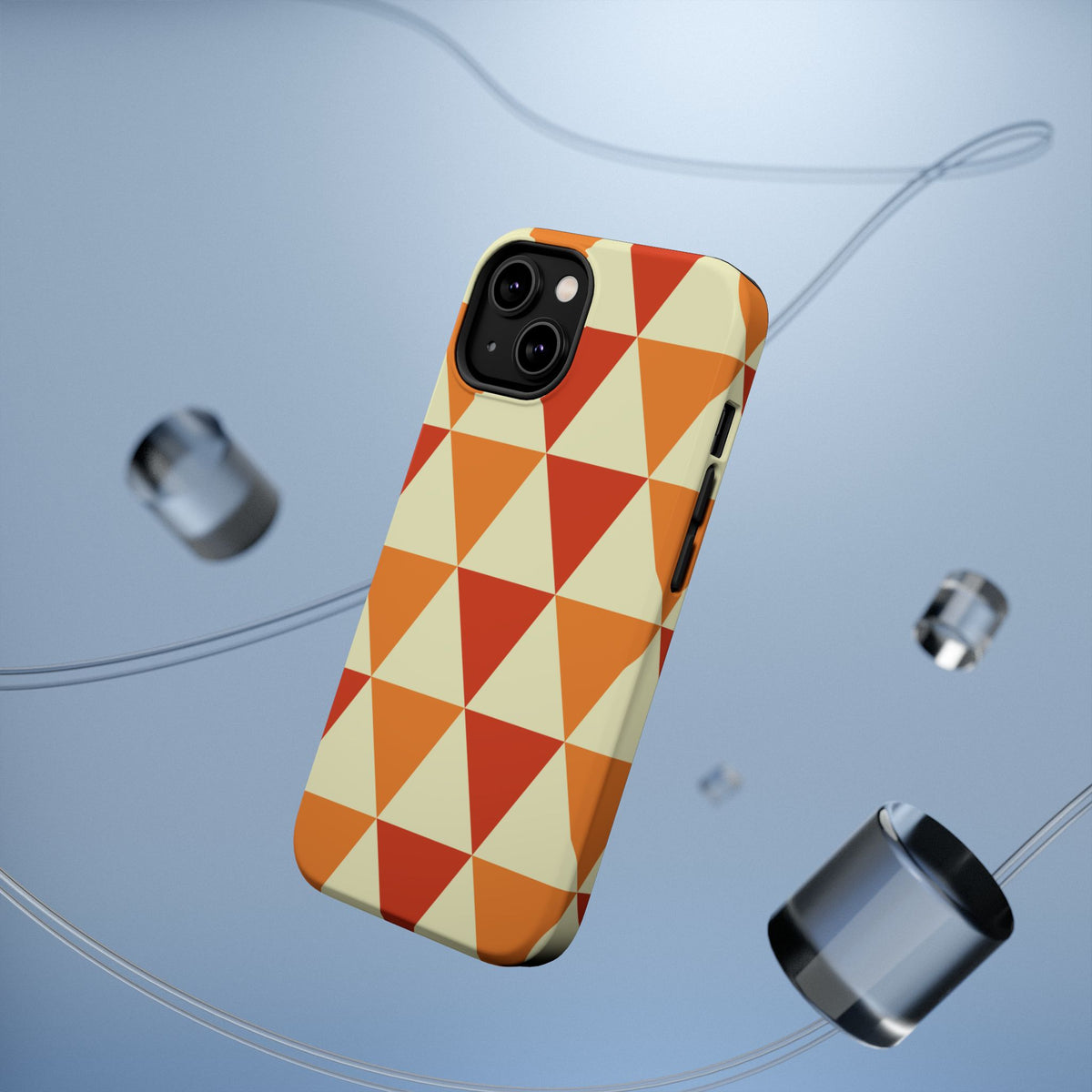 Retro Orange Triangle Pattern Phone Case | Geometric Magnetic Impact Case