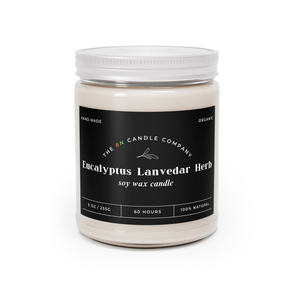 Eucalyptus Lavender Herb Candle 9oz Soy Wax Jar | White Lid