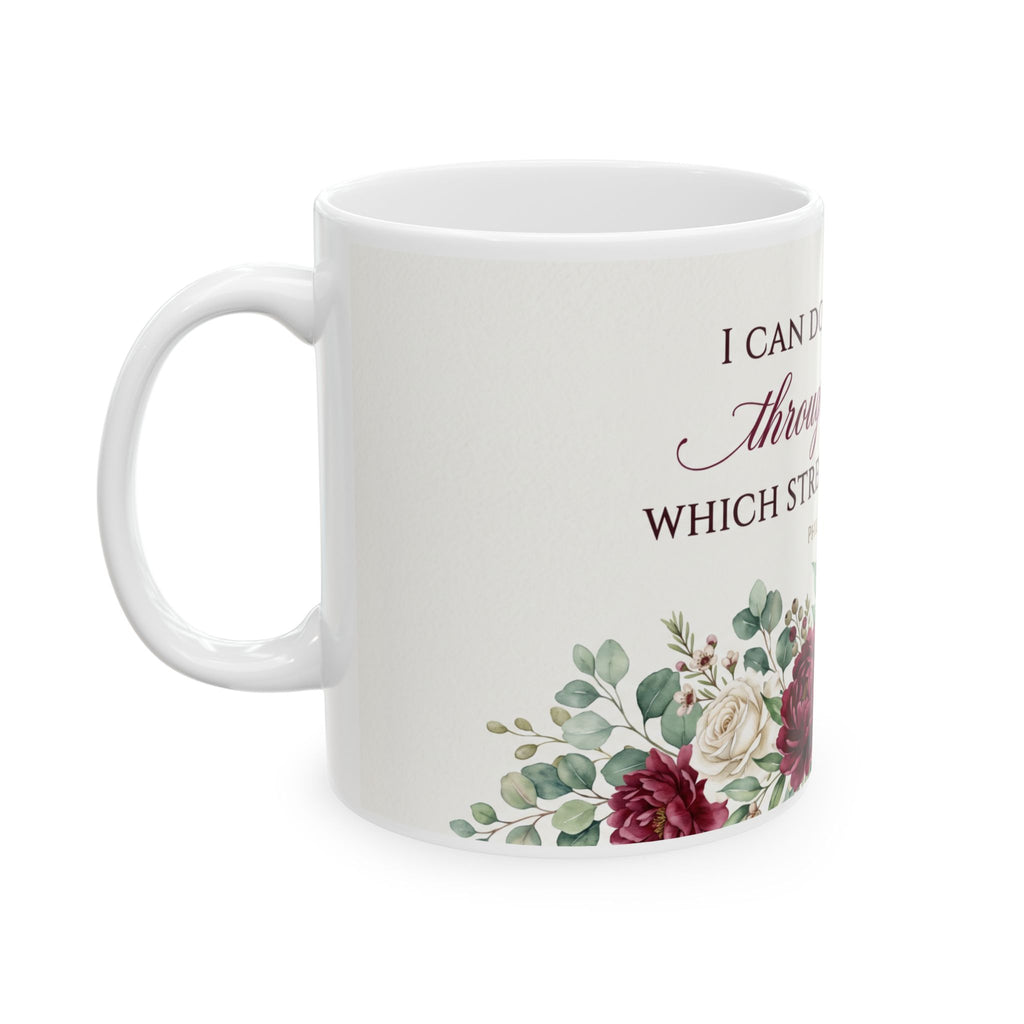I Can Do All Things Through Christ mug | Philippians 4:13 floral ceramic mug