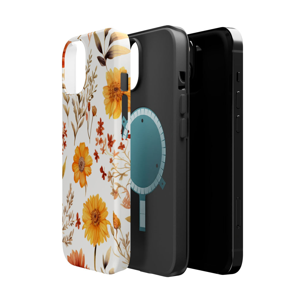 Yellow Floral Pattern Phone Case | Magnetic Impact-Resistant Case