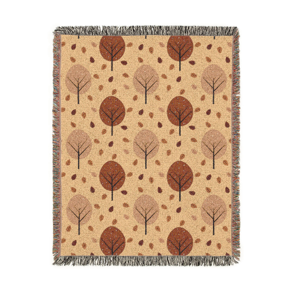 Autumn Forest Scene Woven Blanket | Fall Tree Landscape Throw