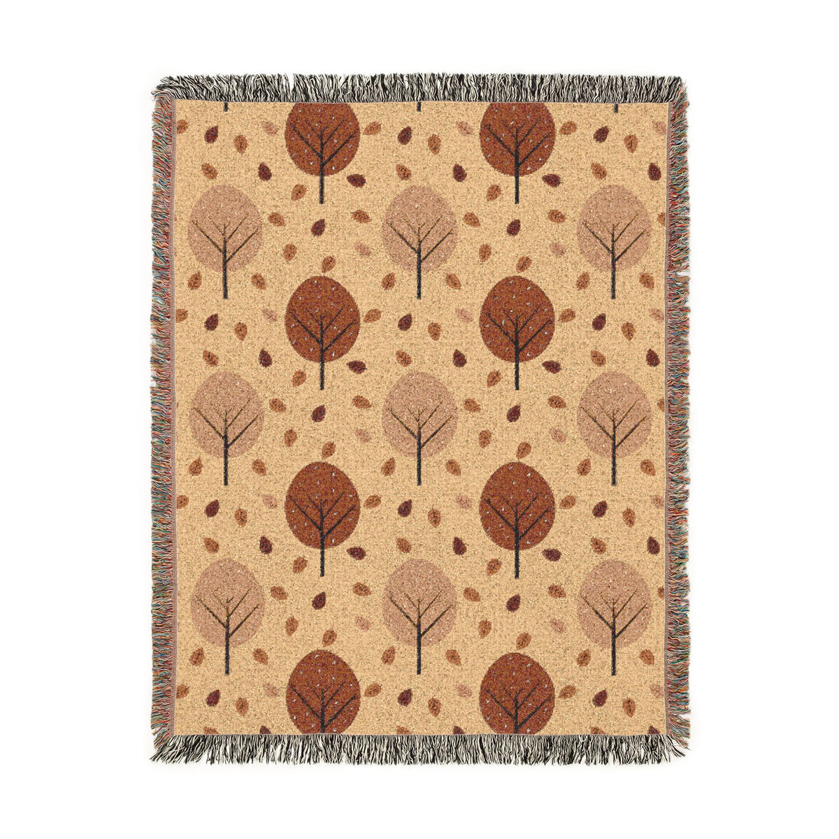 Autumn Forest Scene Woven Blanket | Fall Tree Landscape Throw