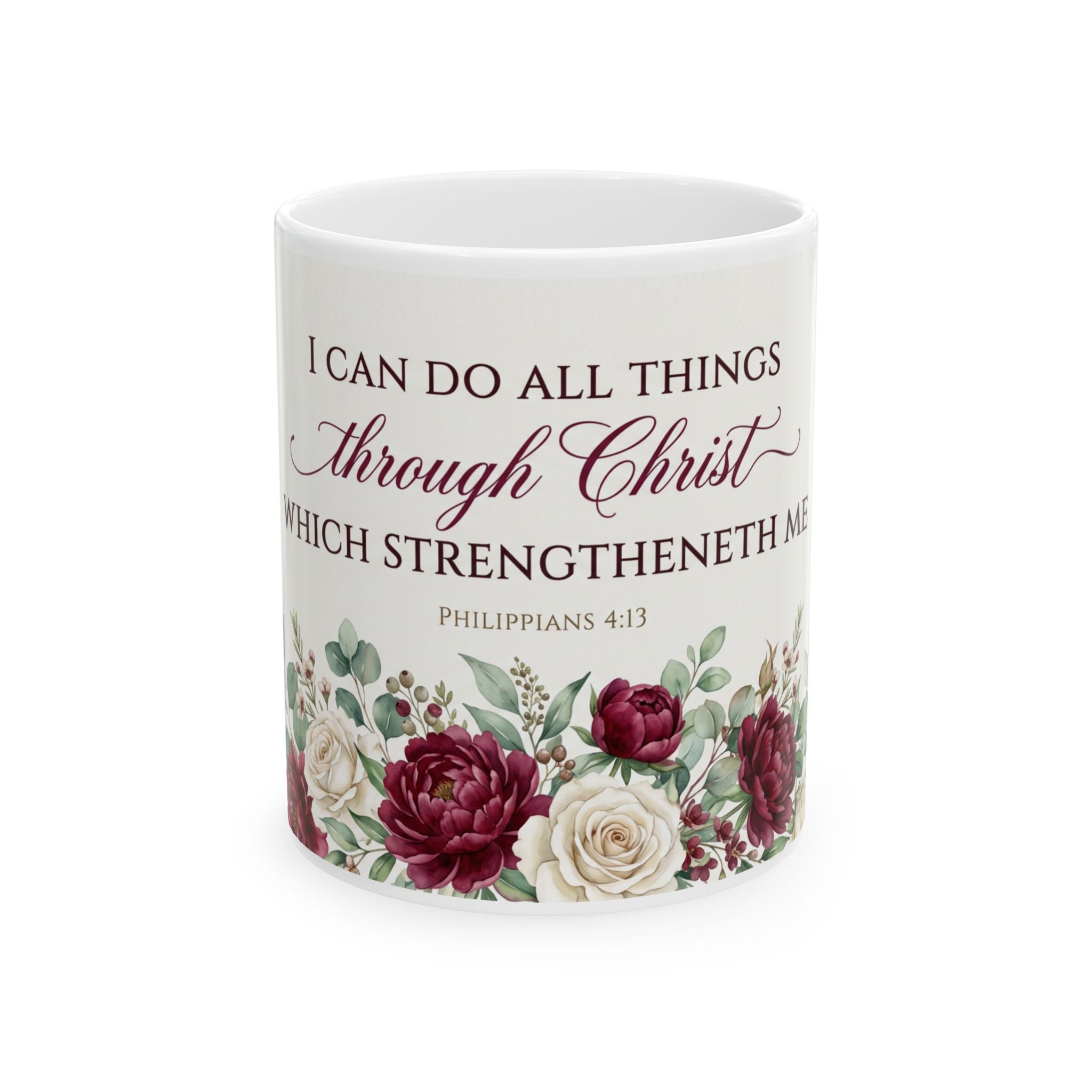 I Can Do All Things Through Christ mug | Philippians 4:13 floral ceramic mug