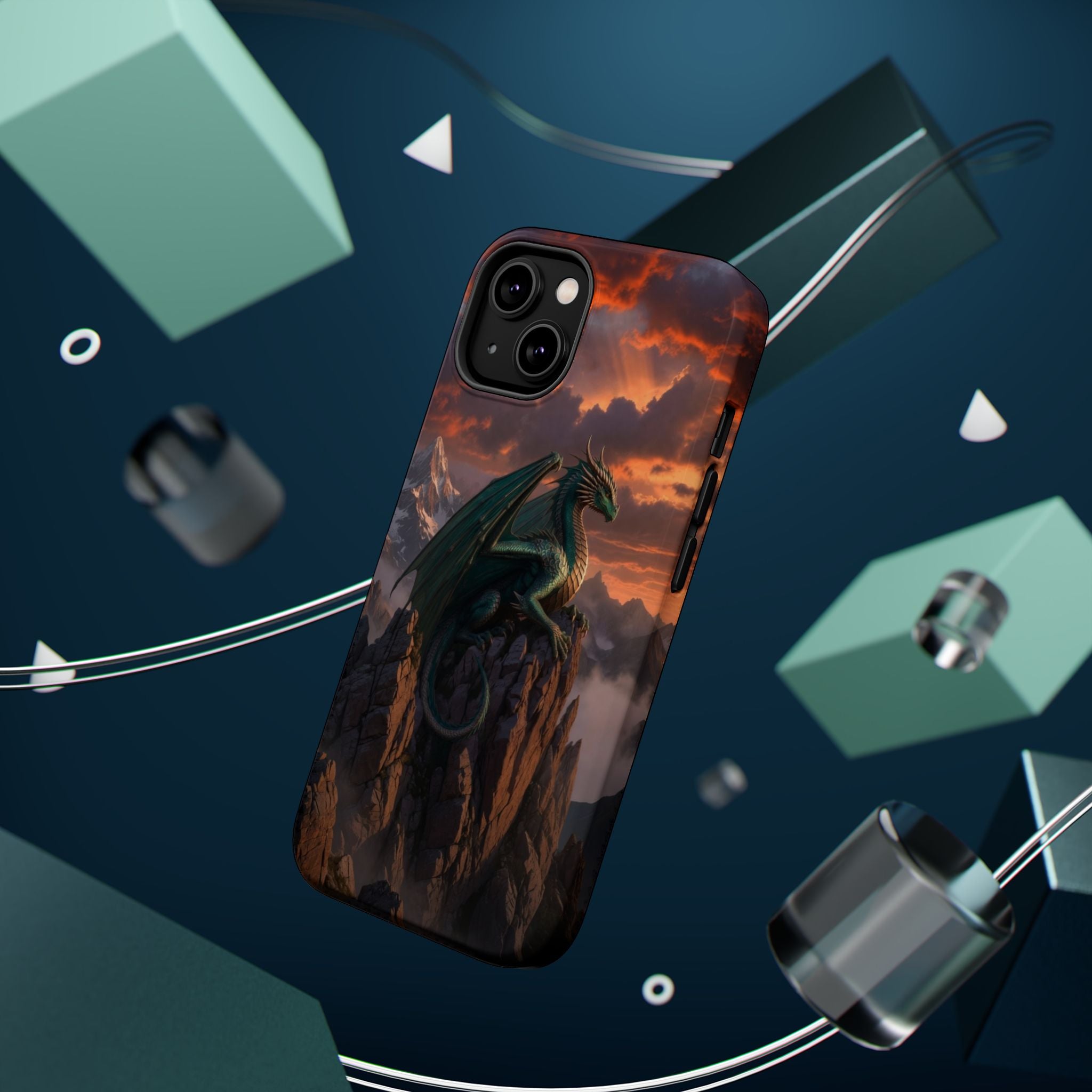 Green Dragon on Cliff phone case | Magnetic Impact-Resistant Case