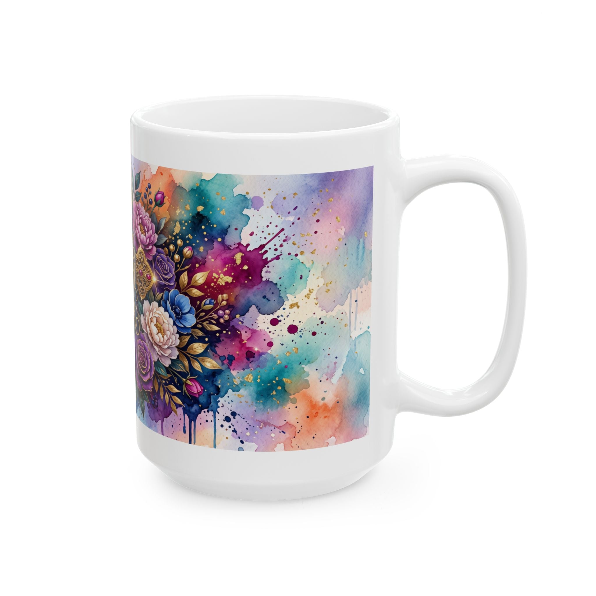 Faith Over Fear Floral Cross Mug | Ceramic Inspirational Coffee Cup