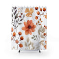 Autumn Floral Pattern Shower Curtain | Orange Wildflower Botanical