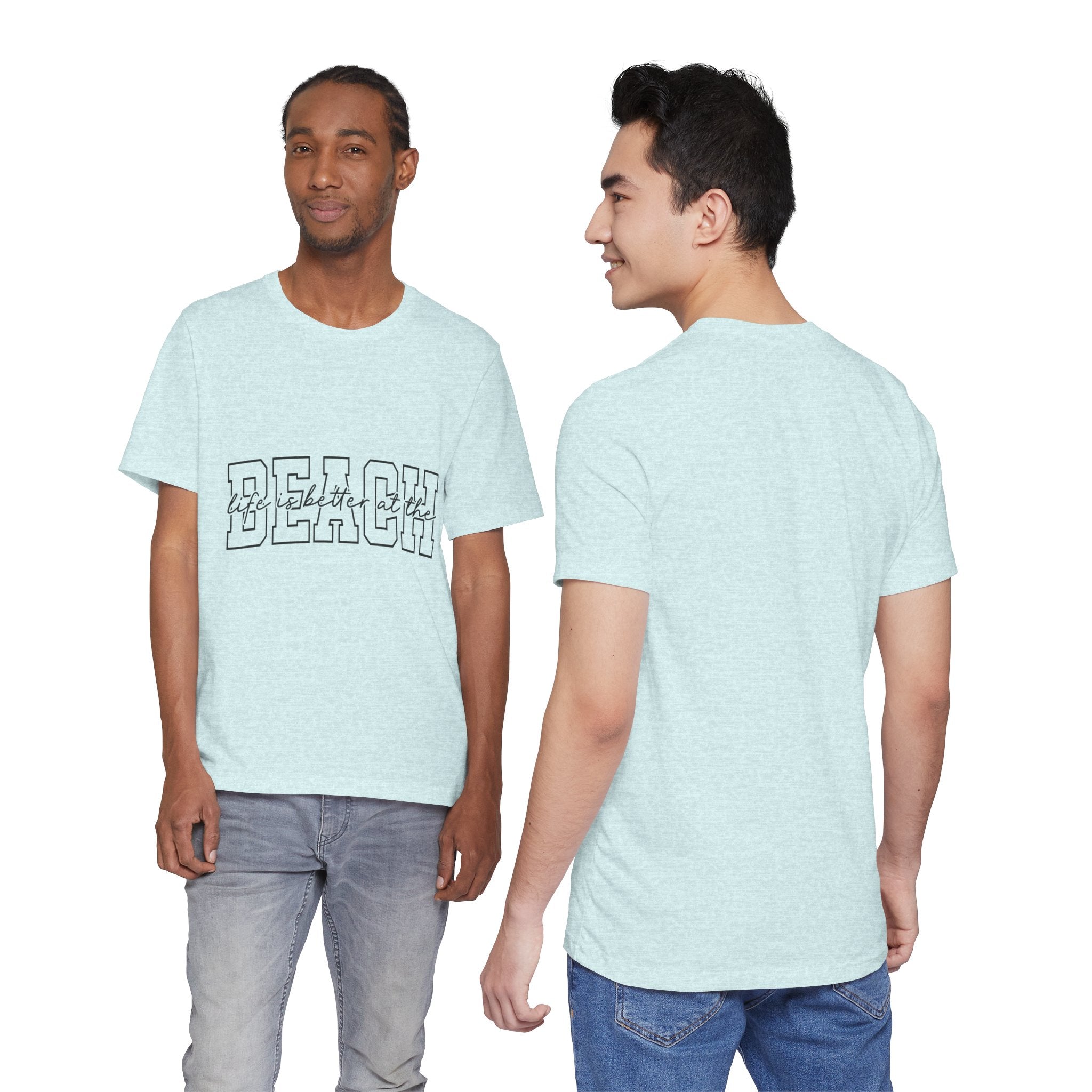 Beach outline text Tee | Retro collegiate script