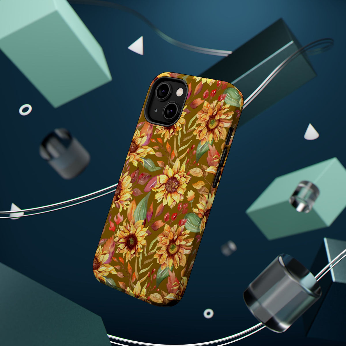 Vintage Sunflower Pattern Phone Case | Magnetic Impact-Resistant Case