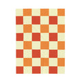 Orange Checkerboard Velveteen Plush Blanket | Retro Plaid Throw