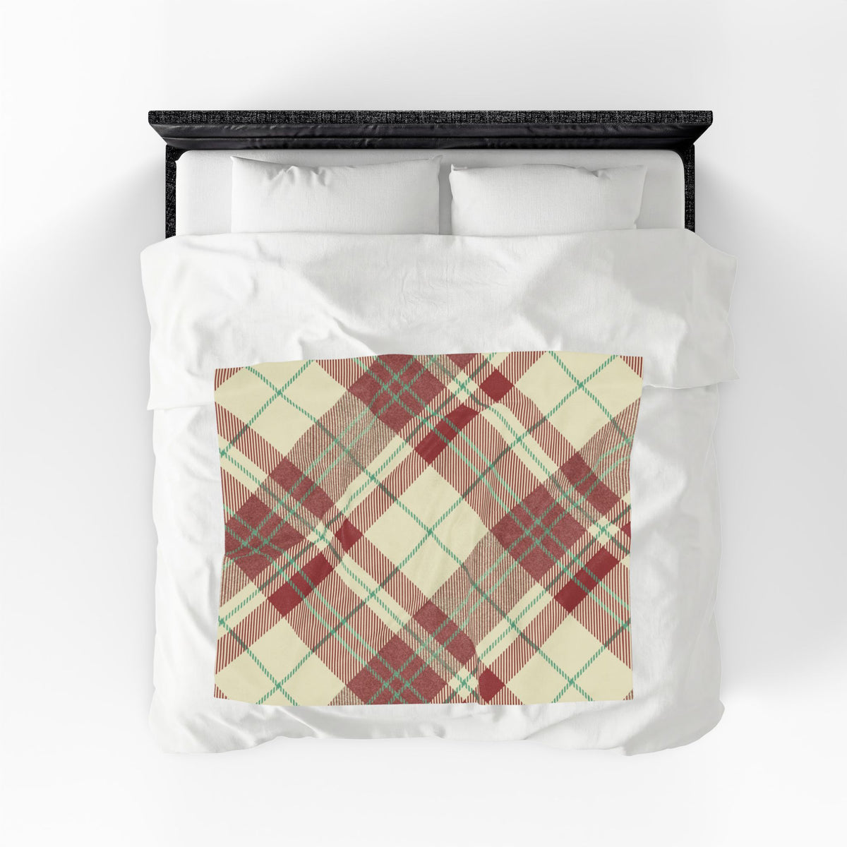 Red Green Plaid Velveteen Blanket | Cozy Tartan Throw