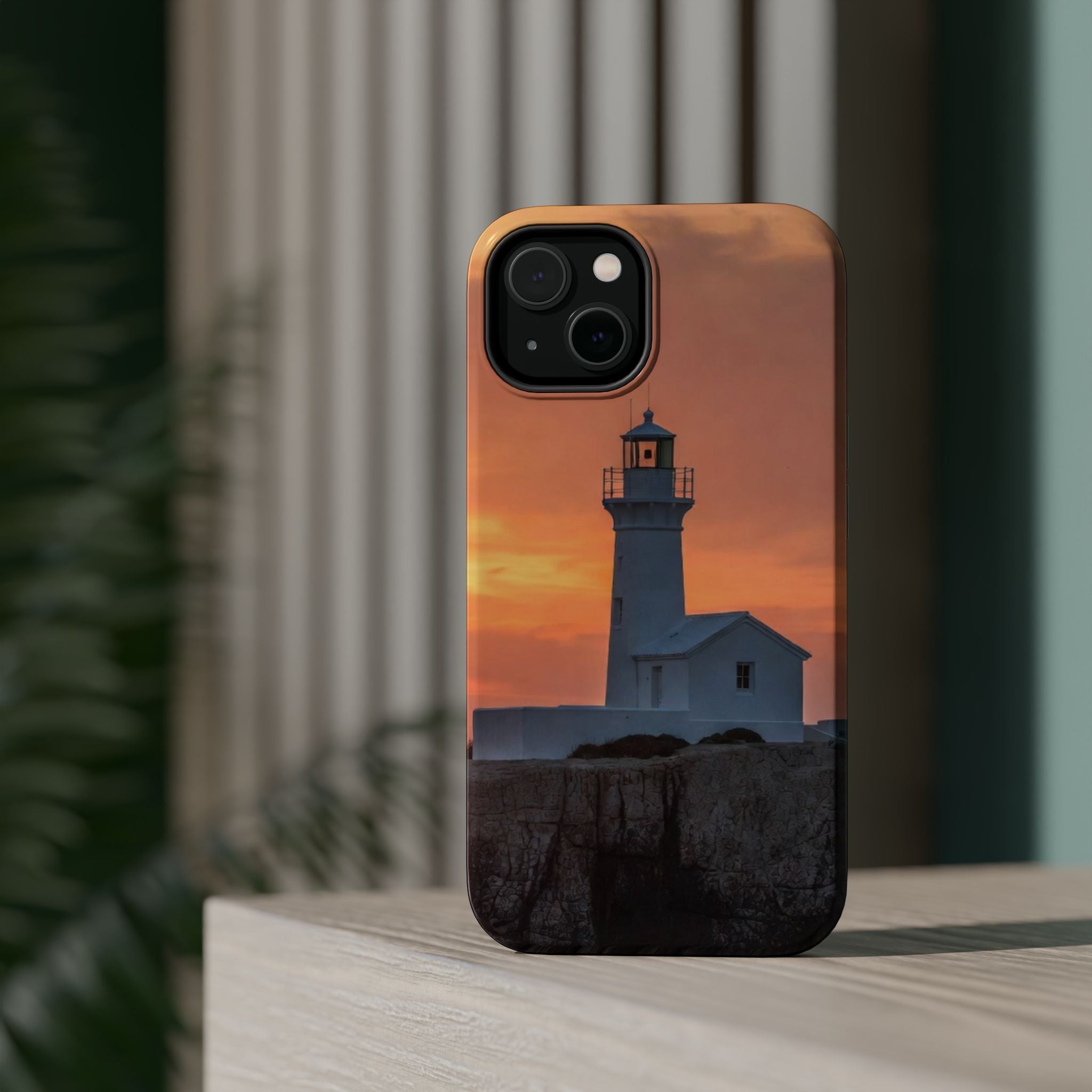 Lighthouse Cliff Sunset Phone Case | Magnetic Impact-Resistant Case