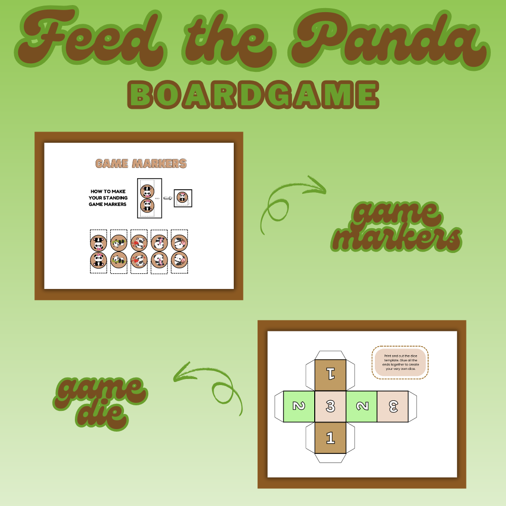 Feed the Panda Printable Board Game | Kids Panda Dice Game PDF | Fun Family Fruit & Bamboo Collecting Game | Instant Download for Ages 4+