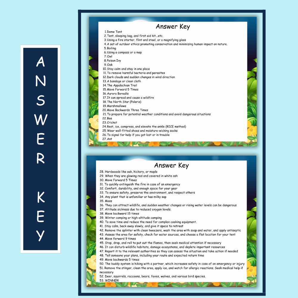 Camping Trip Board Game Printable | Educational Outdoor Adventure Game | Homeschool Nature Study Activity | Instant Download