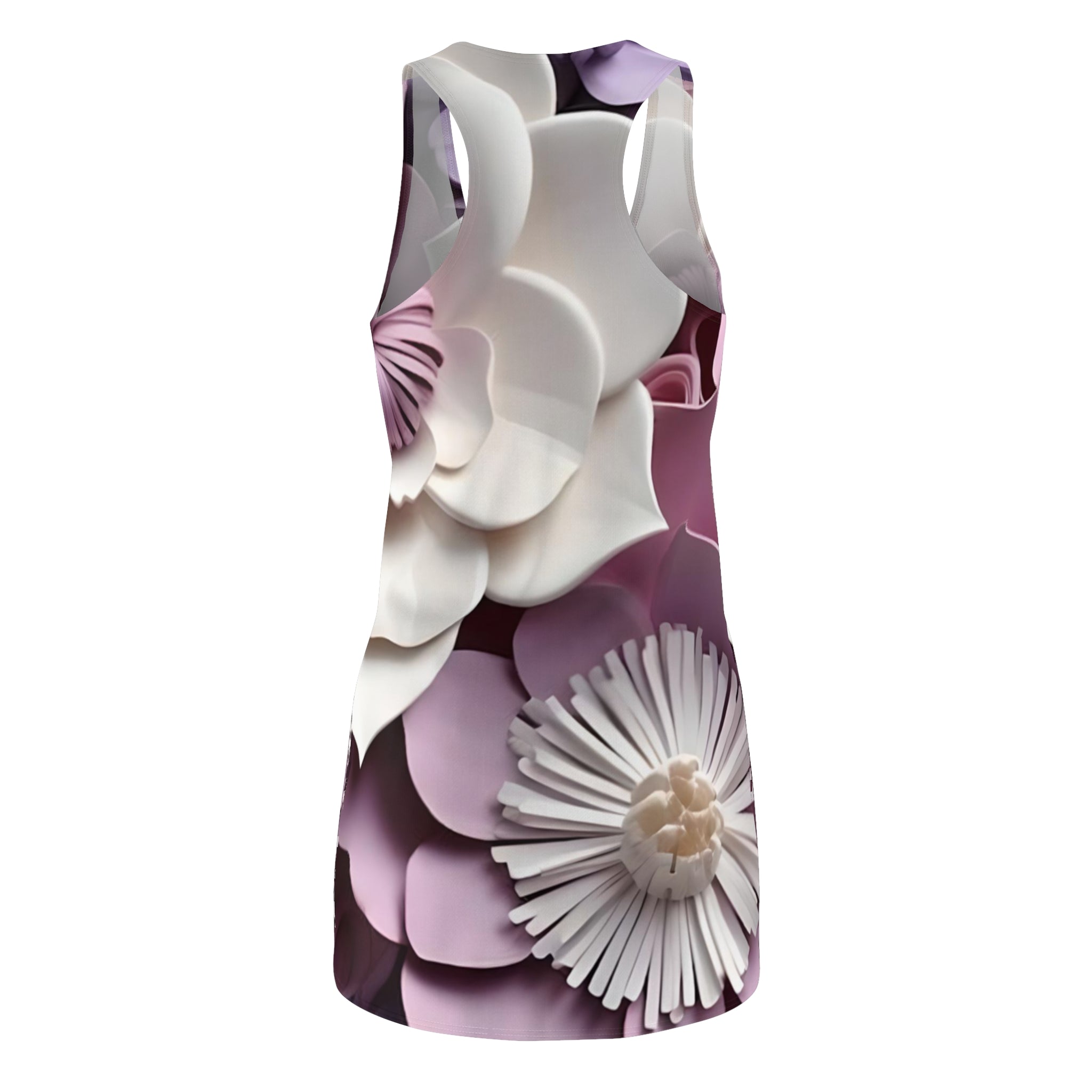 Purple Flower Floral Racerback Dress | Pink White 3D Bloom Print