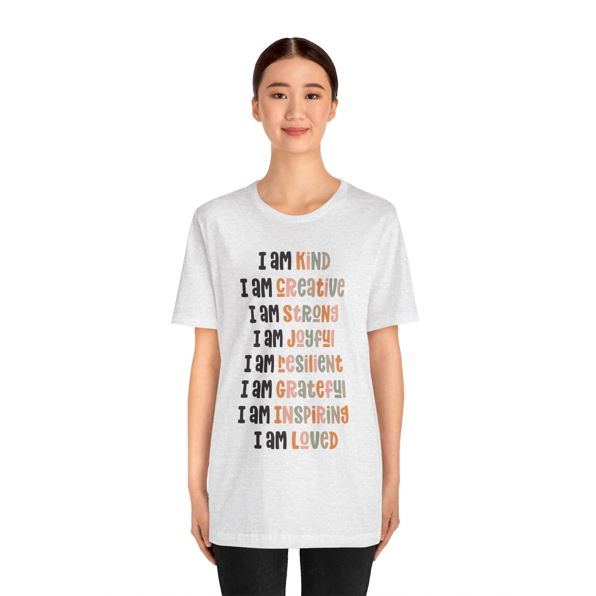 I Am Affirmations Tee | Positive Self-Talk T-Shirt, Inspirational Typography