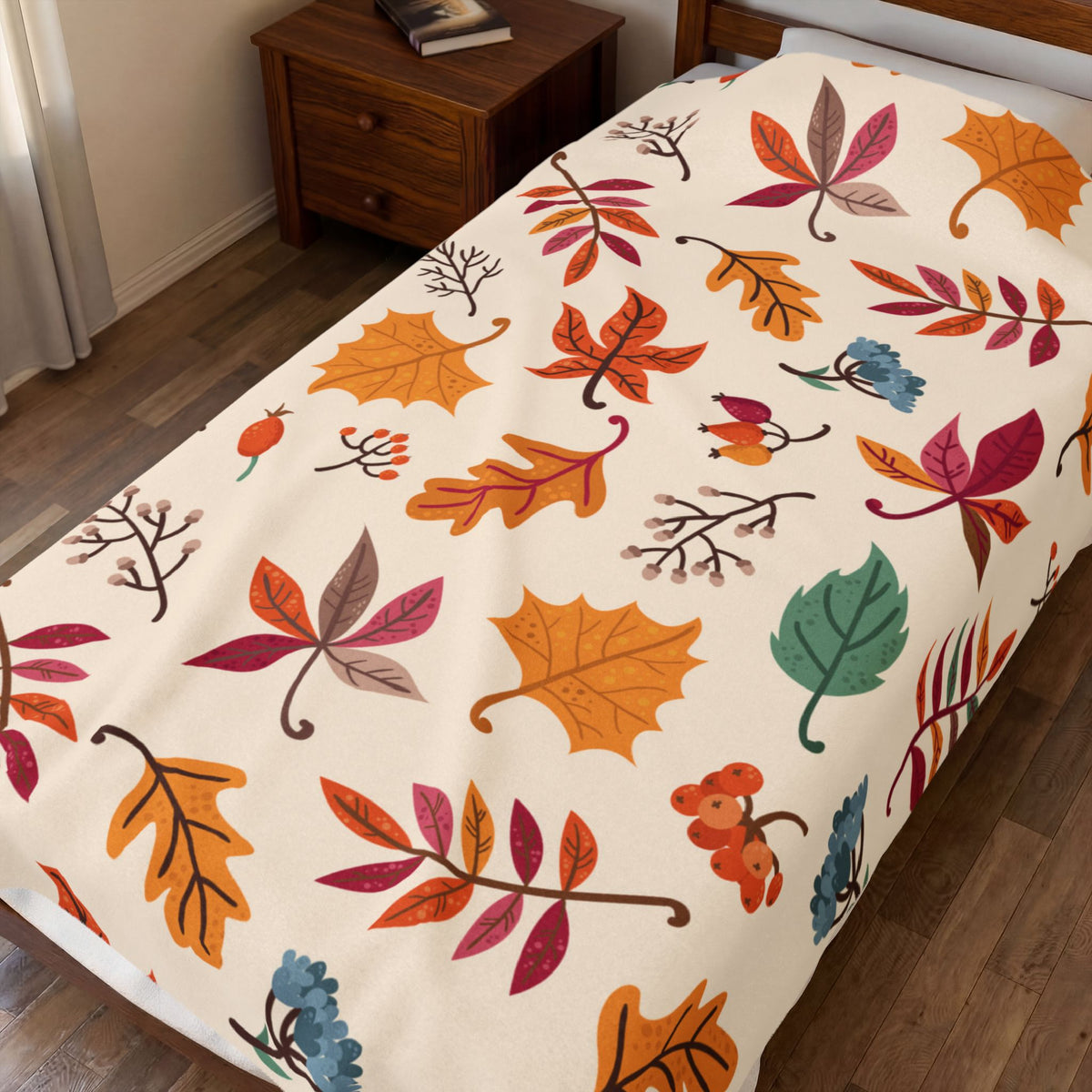 Autumn Leaves Pattern Velveteen Plush Blanket | Fall Leaves Throw