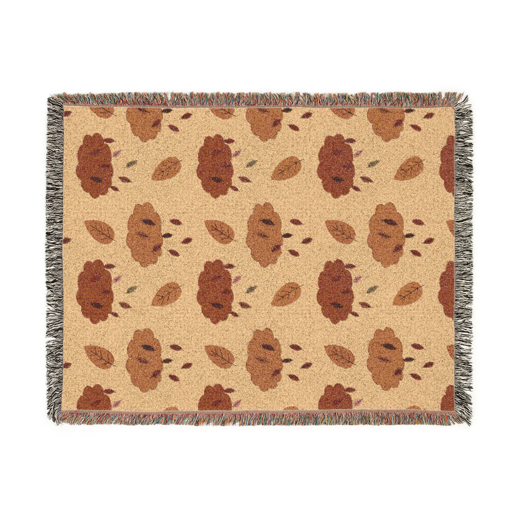 Autumn Leaf Pattern Woven Blanket | Fall Leaves Throw