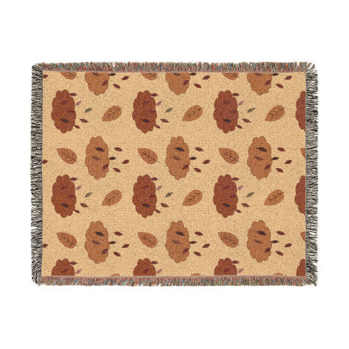 Autumn Leaf Pattern Woven Blanket | Fall Leaves Throw