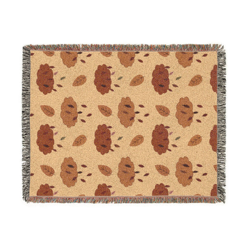 Autumn Leaf Pattern Woven Blanket | Fall Leaves Throw